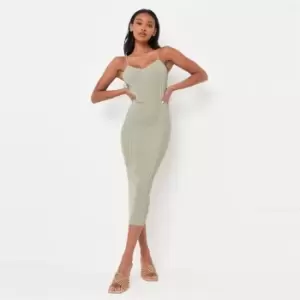 Image of Missguided Sweetheart Cut Out Back Midaxi Dress - Green