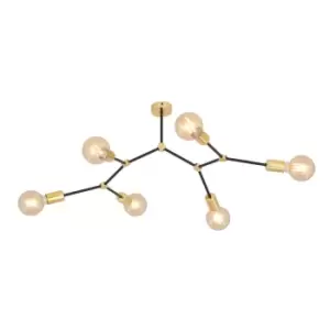 Image of Emibig Code Black Contemporary Multi Arm Semi Flush Ceiling light 6x E27