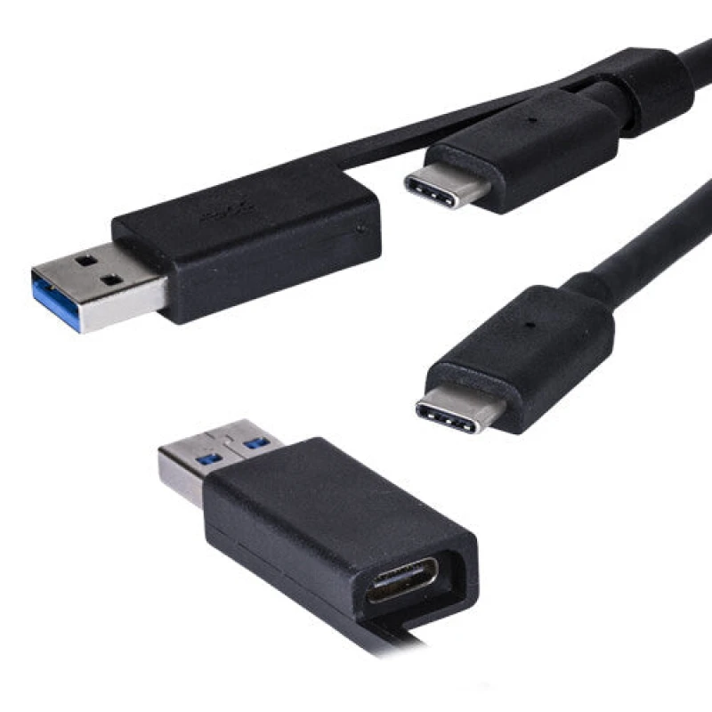 Image of Cablenet Cablenet 1m USB 3.1c Male - USB 3.1c Male Black Cable with USB 3.0 Adaptor 24-0325