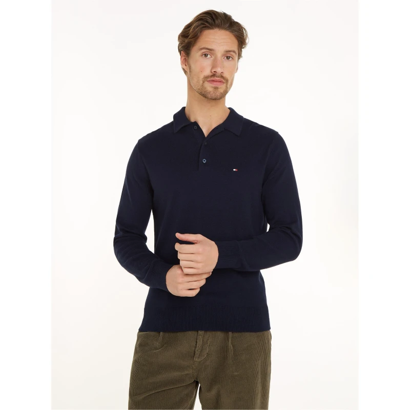 Image of Cotton/Cashmere Polo Jumper