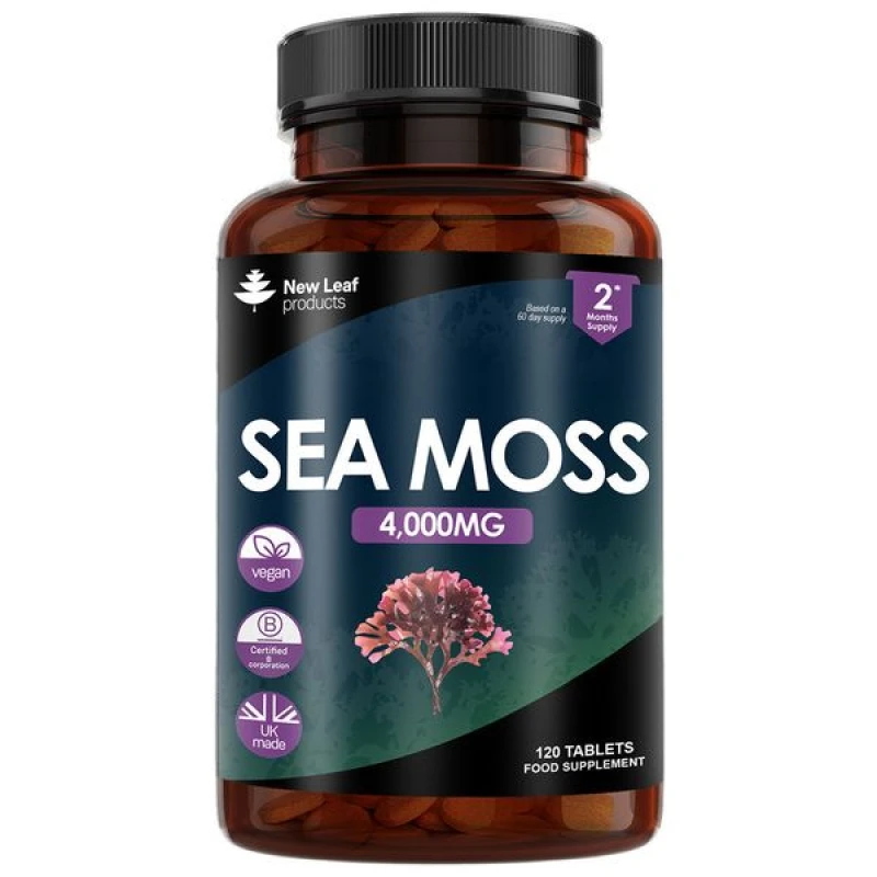 Image of New leaf health Sea Moss Tablets Extract High Strength 4000mg - Sea Moss Supplement 120 Tablets Purple unisex