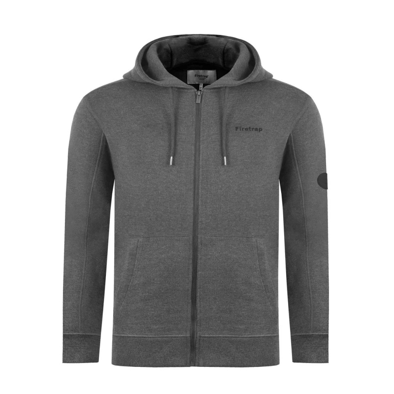 Image of Firetrap Mens Brunel Full Zip Fleece Hoodie - Grey Grey XXS