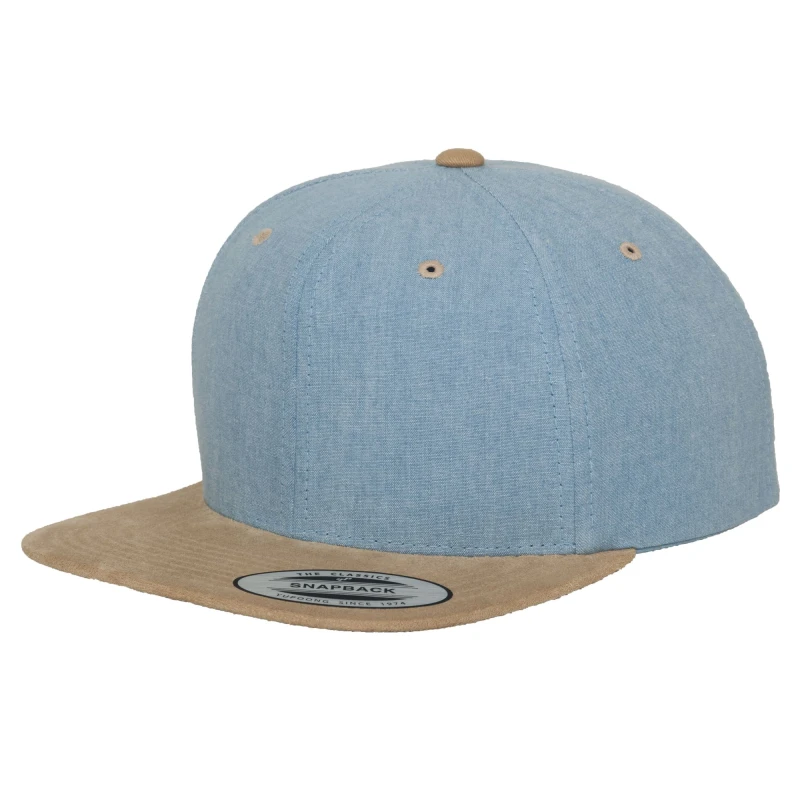 Image of Yupoong Mens Flexfit Chambray-Suede Snapback Cap in Bright Blue Bright Blue Male One Size