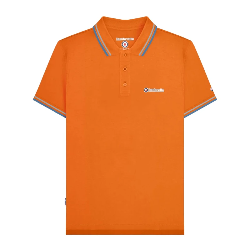 Image of Lambretta Lambretta Men SS25 Twin Tip Polo Shirt in Pale Orange Size: Small Pale Orange S Male 5063703661317