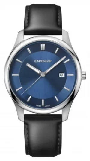 Image of Wenger Mens City Classic Black Leather 01.1441.118 Watch