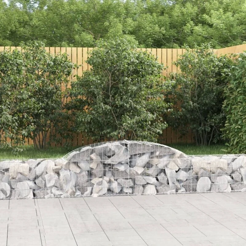 Image of vidaXL Arched Gabion Baskets 10 pcs 300x30x40/60cm Galvanised Iron, Silver 3146475