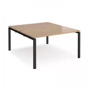 Image of Adapt back to back desks 1400mm x 1600mm - Black frame and beech top