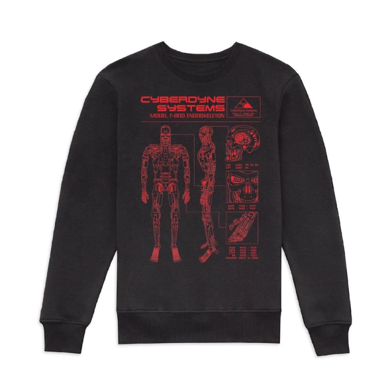 Image of The Terminator T-800 Schematic Sweatshirt - Black - XS