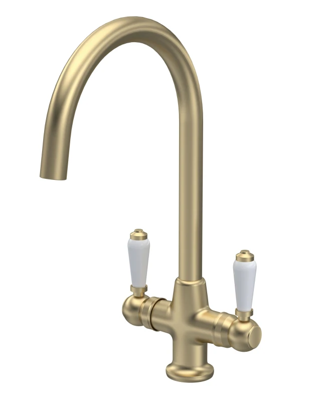 Image of Balterley Traditional Mono Mixer Kitchen Tap with Lever Handles Brushed Brass Bronze