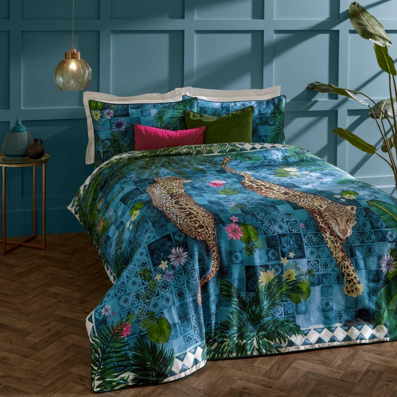 Image of Paoletti Paoletti Majorelle Exotic Duvet Cover Set in Blue Size: Double Blue Double Unisex 5025532817204