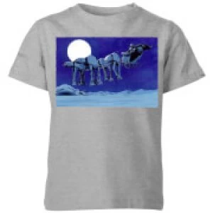 Image of Star Wars AT-AT Darth Vader Sleigh Kids Christmas T-Shirt - Grey - 9-10 Years