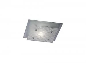 Image of Flush Ceiling Square 1 Light Small Polished Chrome, Glass