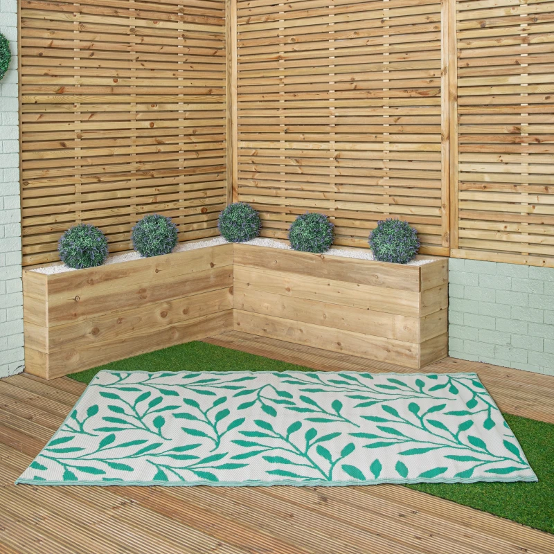 Image of 1.5m x 2.1m Green Leaves Large Outdoor Alfresco Patio Rug Mat