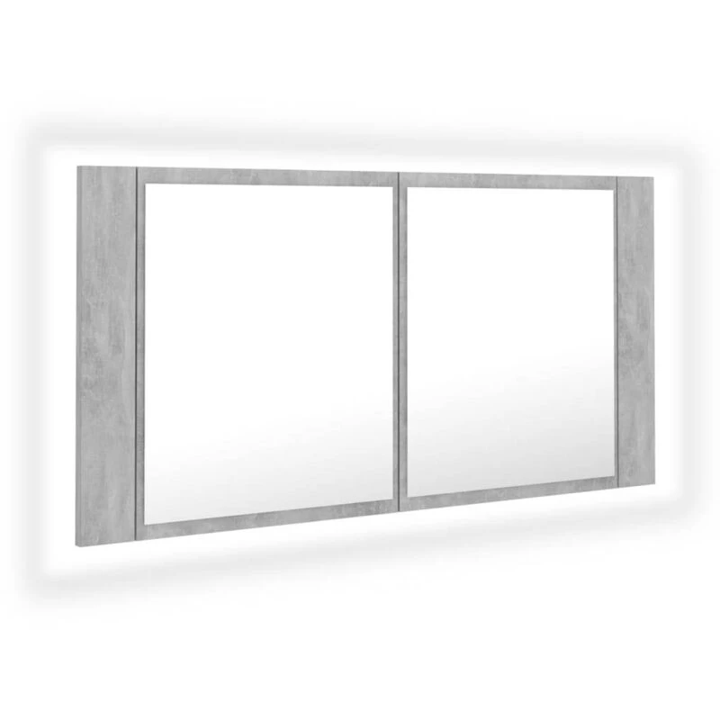 Image of VIDAXL LED Bathroom Mirror Cabinet Concrete Grey 90x12x45cm Acrylic Vidaxl 8720286221617