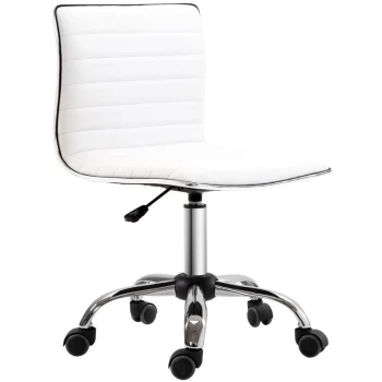Image of Homcom - Armless Mid-Back Adjustable Office Chair with 360 Swivel Ergonomic White