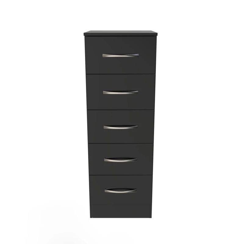Image of Ready Assembled 2 U Hampshire 5 Drawer Tall Bedside (Ready Assembled) in Black Unisex