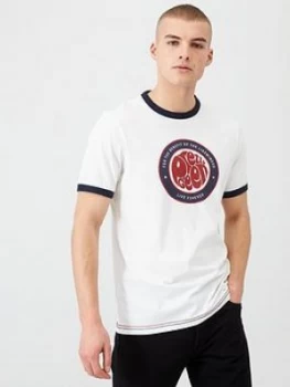 Image of Pretty Green Like Minded Logo Ringer T-Shirt - White