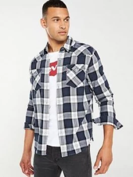 Image of Levis Western Checked Shirt - Navy/White