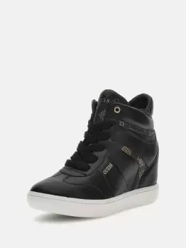Image of Guess Morens Real Leather Wedge Sneakers