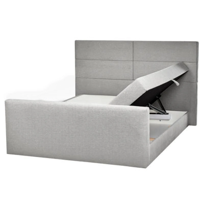 Image of Beliani Divan Bed With Storage Fabric Aristocrat 160 X 200 Cm (Eu King Size) Light Grey