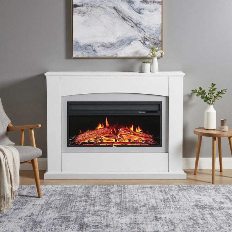 Image of Kabinet UK Electric Fireplace Mantel with Multi-Color Flames White unisex One size