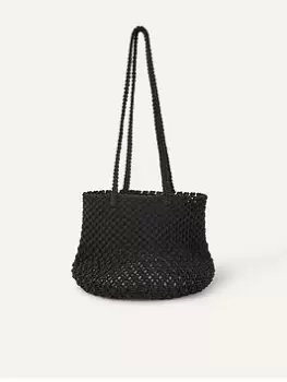 Image of Accessorize Macrame Bucket Shoulder, Black, Women