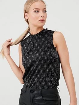 Image of Oasis Pretty Foil Mesh Piecrust Top - Black Size M Women