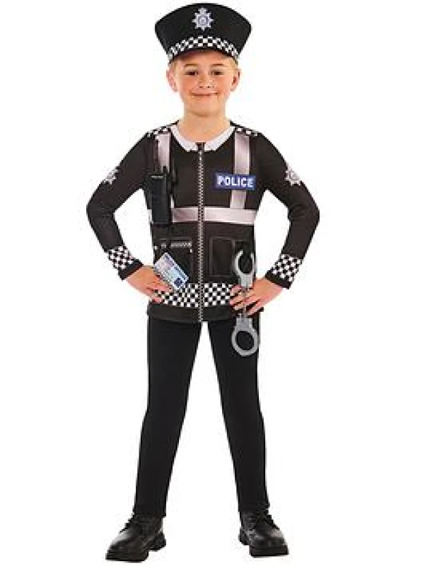 Image of Police Set Child Costume One Colour WZH58 Unisex