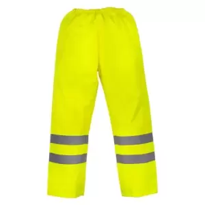 Image of Yoko Mens Hi-Vis Waterproof Contractor Over Trousers (Pack of 2) (XL) (Hi-Vis Yellow)