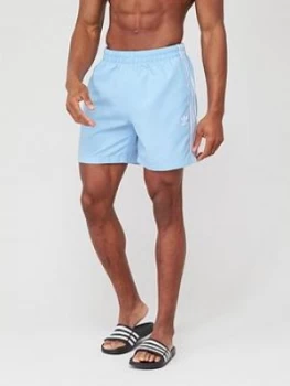 Image of Adidas Originals 3 Stripe Swim Shorts - Blue