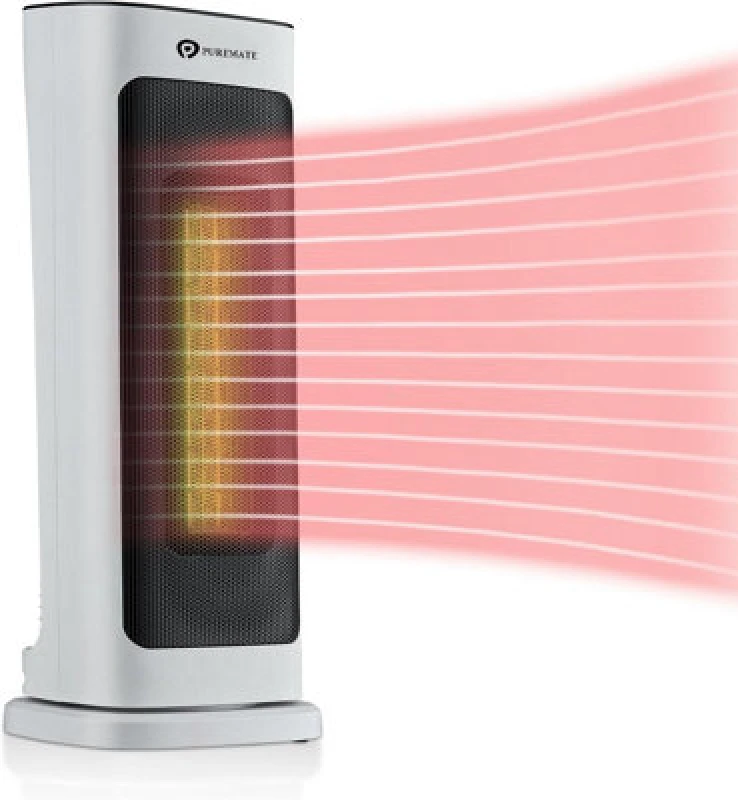 Image of Puremate 2000W Ceramic Tower Fan Heater With Automatic Oscillation - White