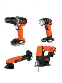Image of Black & Decker Bdck123S2S-Xj 12V 4 Piece Lithium Ion Kit With 2X 12V USB Charge Smart Batteries and Soft Bag