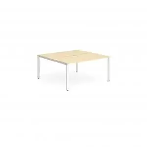 Image of B2B White Frame Bench Desk 1400 Maple 2 Pod