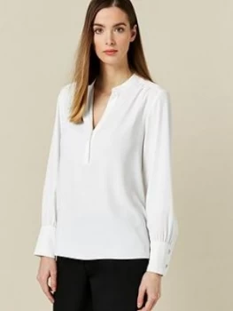 Image of Wallis Plain Cuff Top - Cream, Size 10, Women