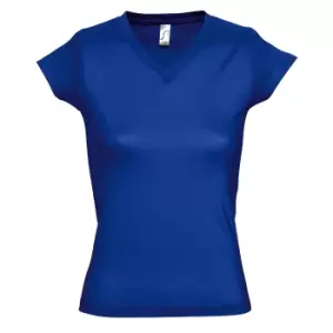 Image of SOLs Womens/Ladies Moon V Neck Short Sleeve T-Shirt (M) (Royal Blue)