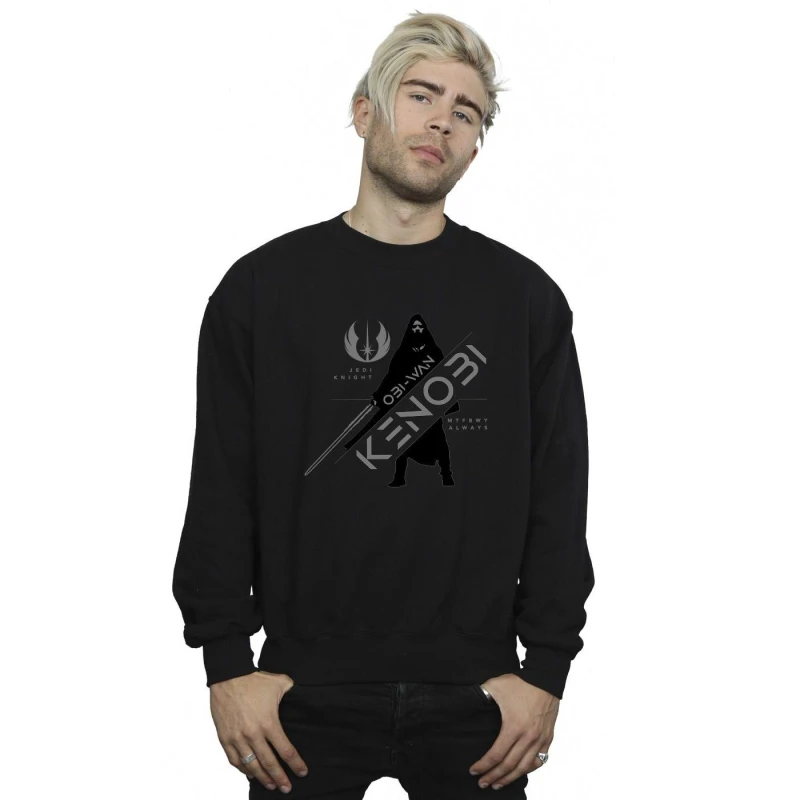 Image of Star Wars Star Wars Men Obi-Wan Kenobi Jedi Knight Sweatshirt in Black Size: Small Black S Male 5059934429895