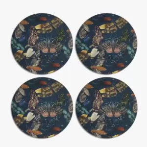 Image of Set of 4 Kew Living Jewels Round Placemats Midnight (Blue)