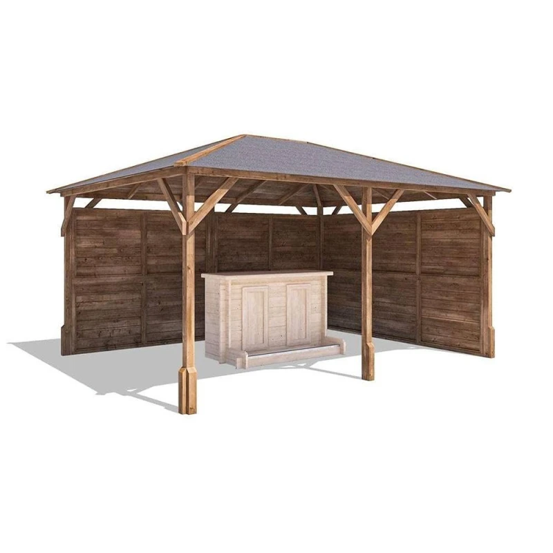 Image of Dunster House Garden Bar Gazebo 4M X 3M Utopia Heavy Duty Garden Shelter With Log Bar Included
