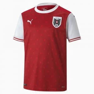 Image of PUMA Austria Kids Home Replica Jersey, Chili Red Pepper/White, size 7-8 Youth, Clothing