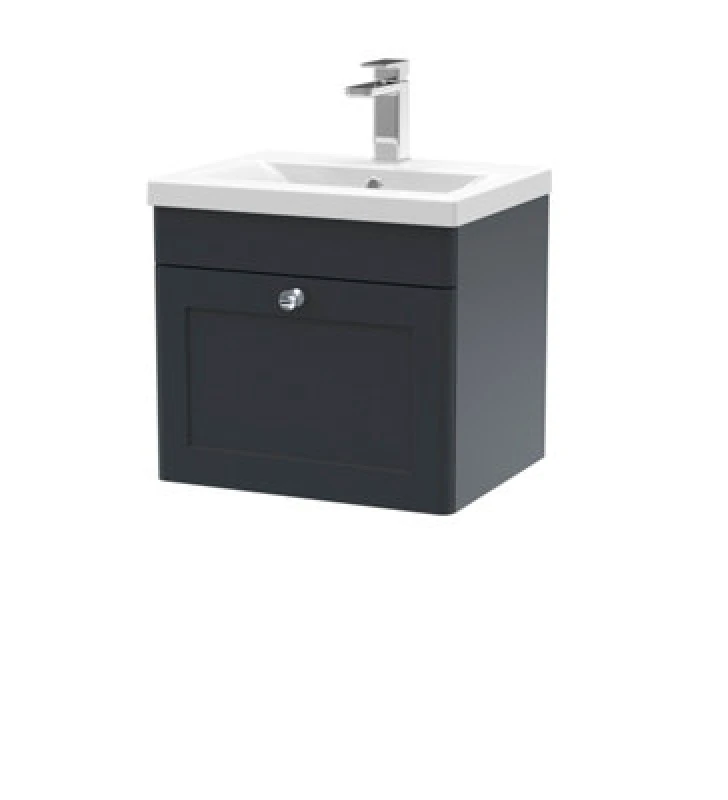 Image of nuie 500mm Wall Hung 1 Drawer Vanity & Basin 1 - Soft Black CLC1491D