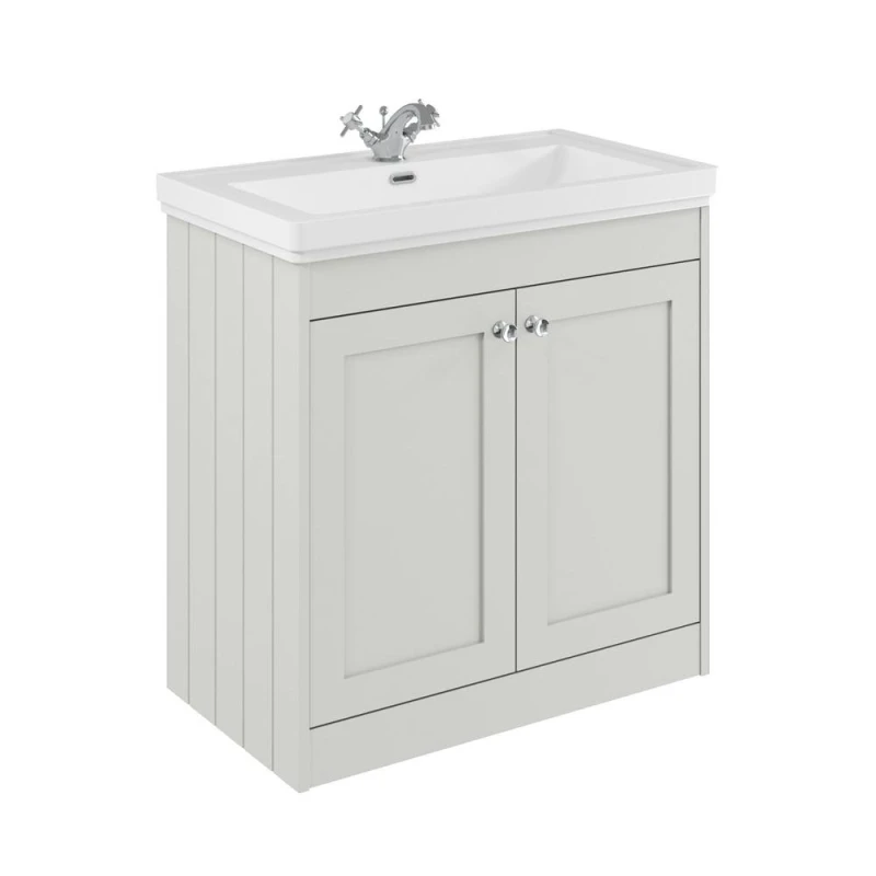 Image of Balterley 800mm Floor Standing 2 Door Unit & Classic Basin 1 Tap Hole - White White Unisex