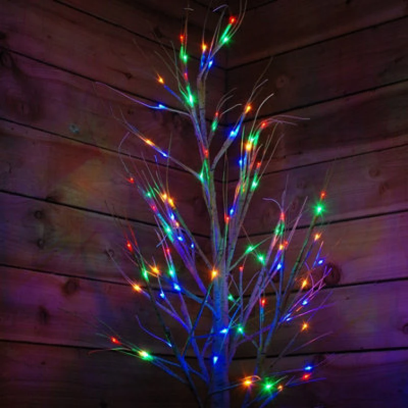 Image of Samuel Alexander 2.4M Christmas Outdoor Birch Tree With 136 Multicoloured Leds