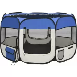 Image of Vidaxl - Foldable Dog Playpen with Carrying Bag Blue 110x110x58cm Blue