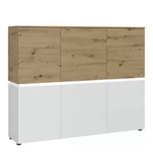 Image of Luci 6 Door Cabinet (including LED Lighting) In White And Oak Effect