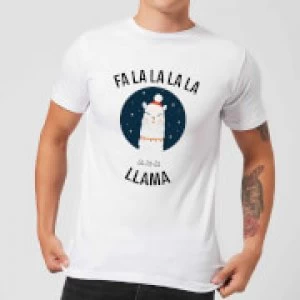 Image of Fa La La La Llama Mens Christmas T-Shirt - White - 5XL