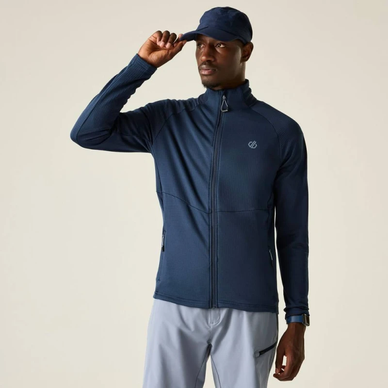 Image of Dare 2b Mens Apex Full Zip Stretch Midlayer in Mid Navy Size: Medium Mid Navy Male M