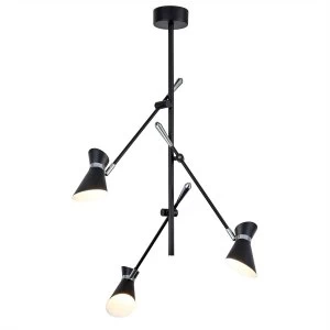 Image of LED 3 Light Multi Arm Ceiling Pendant Chrome, Matt Black