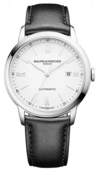 Image of Baume & Mercier Mens Classima Automatic Black Leather Watch