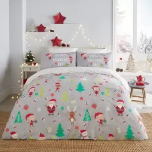 Image of Fusion Elf & Santa Duvet Cover & Pillowcase Set Grey