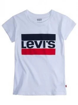 Image of Levis Girls Short Sleeve Sportswear Logo T-Shirt, White, Size Age: 14 Years, Women